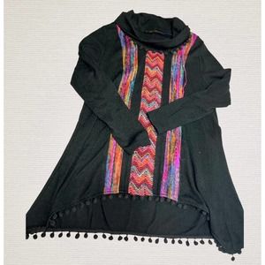 Radzoli Womens Sweater Size XL  black With Yarn Southwest Embroidery